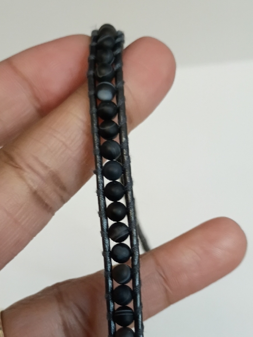 Chan Luu Leather Wrap Bracelet Beaded Multi Wrap Sterling Silver 925 Clasp Black - Picture 5 of 7